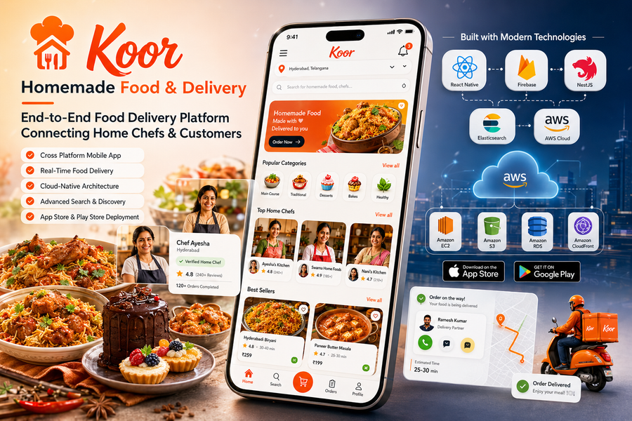 Koor Food Delivery — Homemade-food marketplace · 120k+ orders