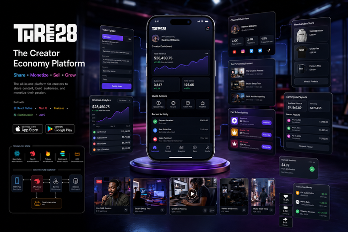 Three28 — Creator monetization platform · 100% revenue retention